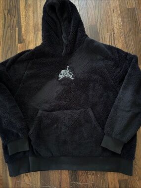 Nike Black Plush Sherpa Hoodie with Silver Logo * sz3X mens * pic number 2,flaw